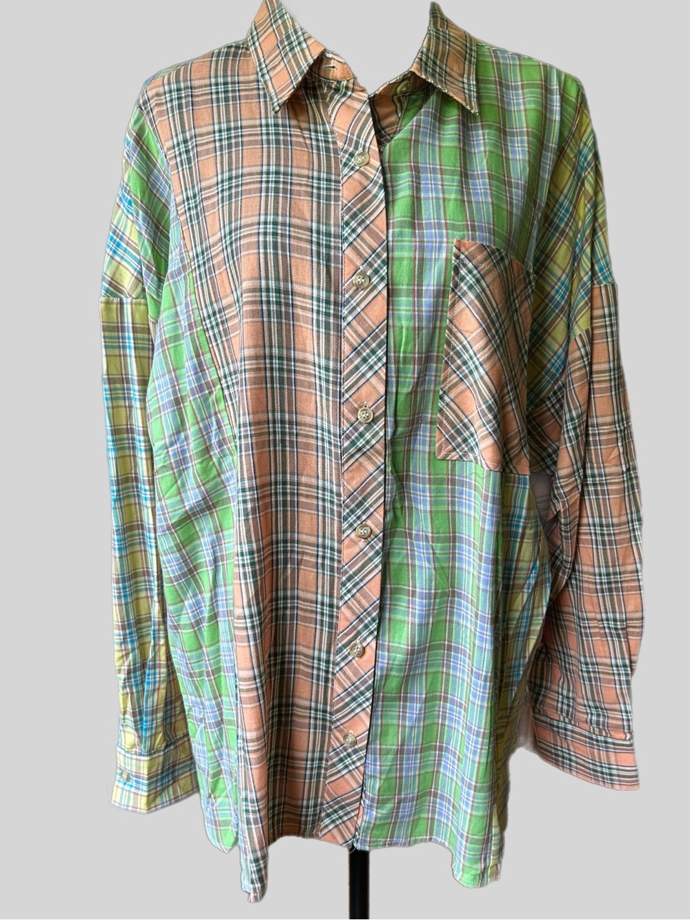 Easel patchwork plaid button up shirt - Picture 4 of 7